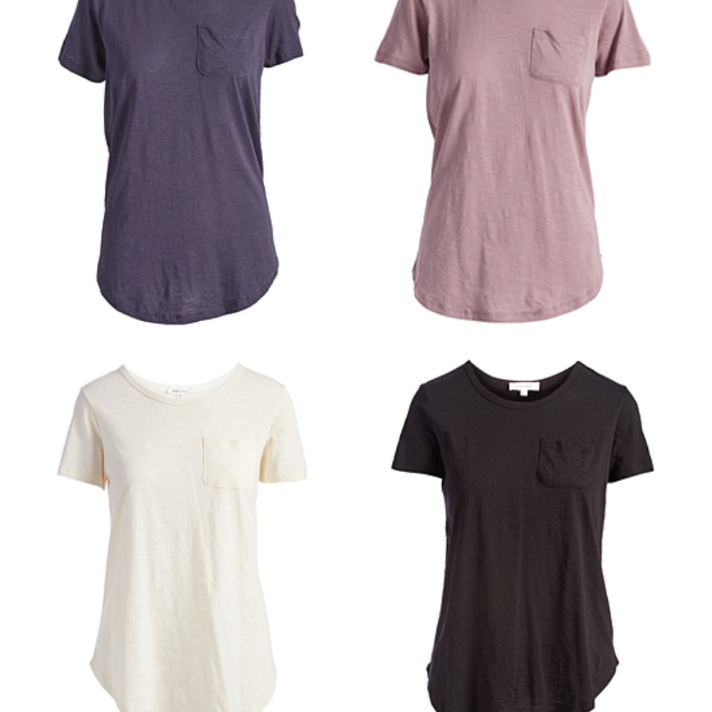 Neutral Curved-Hem Crewneck Tee-Set of Four
